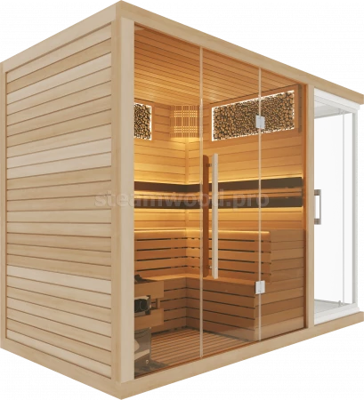 Четырехместная финская сауна  Luxury  из кедра с Душевой кабиной
