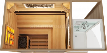 Четырехместная финская сауна  Luxury  из кедра с Душевой кабиной